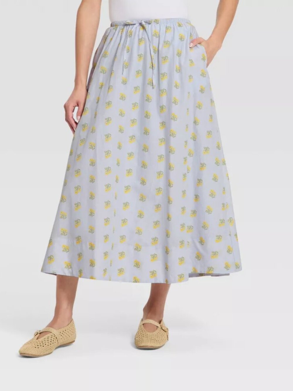 Women's Midi A-Line Skirt - Universal Thread™ Light Blue Floral M
